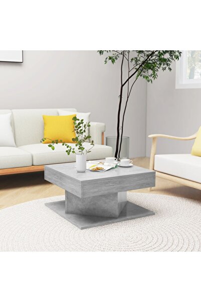 Concept Τραπεζάκι σαλονιού, γκρι σκυροδέματος, 57x57x30 εκ., μοριοσανίδα