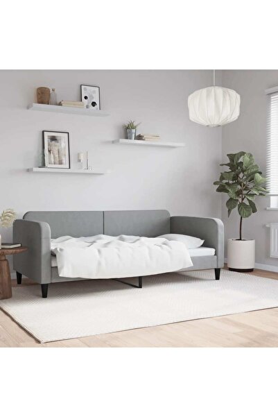 Concept Cadru de pat, gri deschis, 90x190 cm, material textil