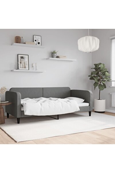 Concept Cadru de pat, gri închis, 90x190 cm, material textil