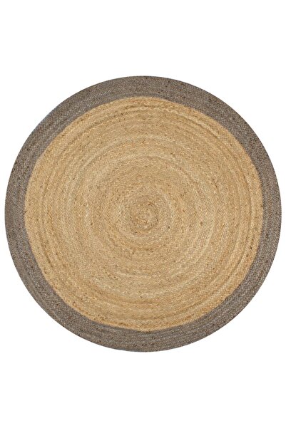 Concept Χειροποίητο Χαλί με γκρι περίγραμμα, 90 εκ., γιούτα