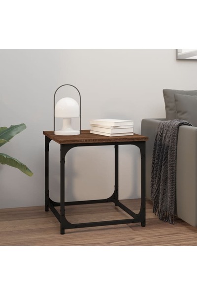 Concept Masă laterală, stejar maro, 40x40x40 cm, lemn prelucrat