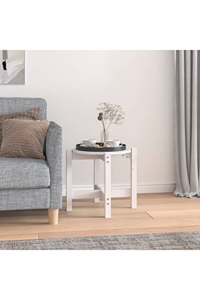 Concept Masă de cafea, albă, Ø 52,5x45 cm, lemn masiv de pin