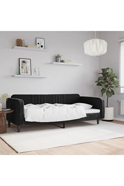 Concept Pat de zi, negru, 100x200 cm, catifea