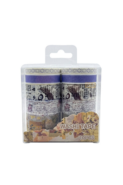 Şehir Online Mağazacılık 10'lu Vintage Flower Çiçek ve Pul Desenli Washi Tape...