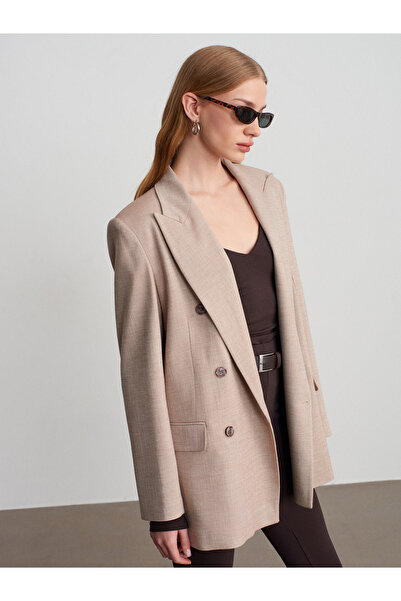 Dilvin 60792 Blazer Jacket-Dark Beige