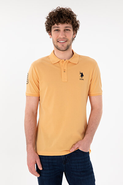 U.S. Polo Assn. Tricou Polo Bărbați Roz Piersică Cu Logo Brodat
