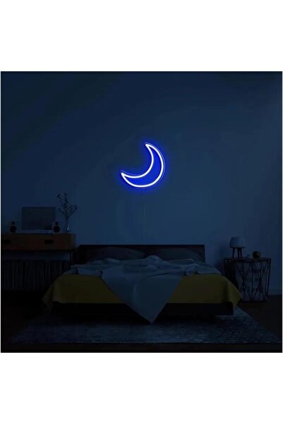 Slasa Moon LED Neon Sign with 6mm Acrylic Base 30x30 cm Blue Wall Decor Light...
