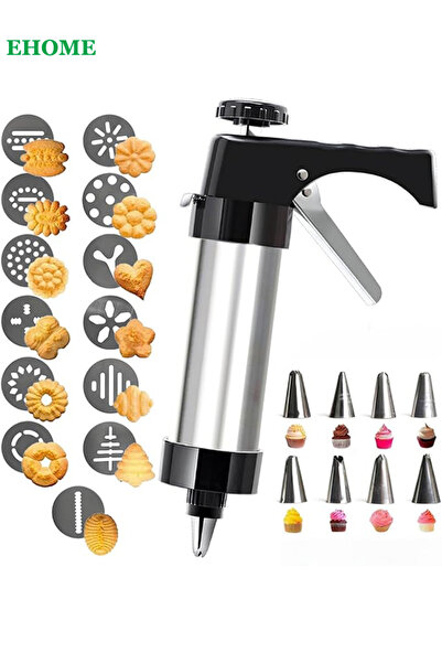 EHOME Cookie Press Gun Kit, Spritz Cookie Press with 13 Discs 8 Piping Tips S...