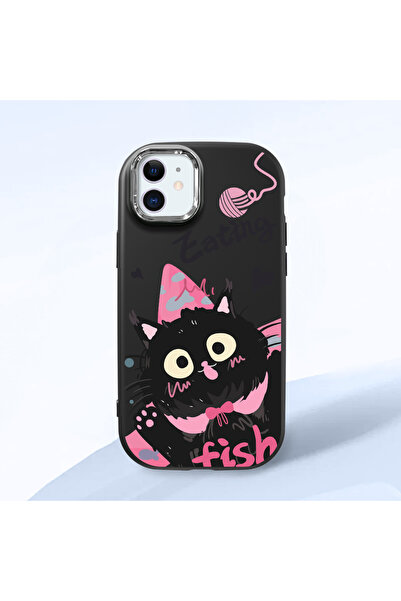 Hontinga حافظة هاتف من السيليكون الناعم باللون الأسود متوافقة مع كاميرا آيفون...