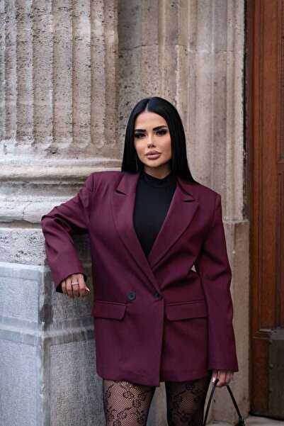 MAESTRO WOMAN Μπλέιζερ σε μονόκουμπο, υπερμεγέθες, μπορντό χρώμα