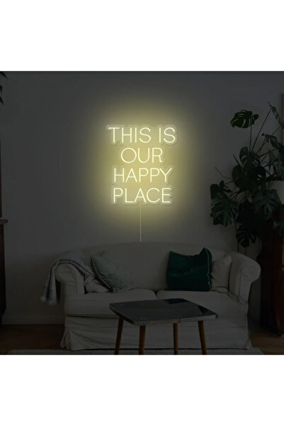 Slasa This Is Our Happy Place Neon Sign with 6mm Acrylic Base Warm White LED ...