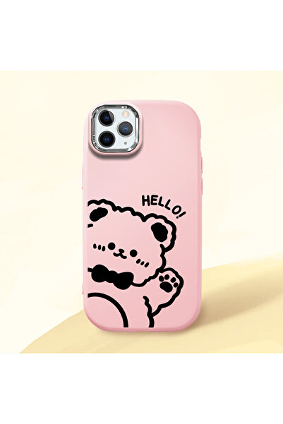 Hontinga حافظة هاتف من السيليكون الناعم باللون الوردي متوافقة مع كاميرا آيفون...