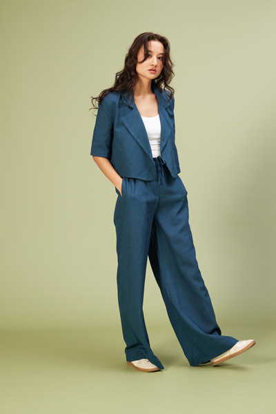 Nisan Lace-Up Linen Mixed Pants