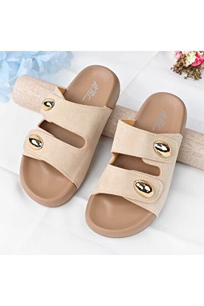 Tmall Papuci casual pentru femei, din piele întoarsă ecologică, PD1092, bej