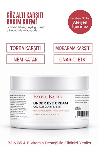 FALİVE BEAUTY Koyu Halka ve Göz Altı Torba Görünümü Karşıtı Onarıcı Göz Kremi