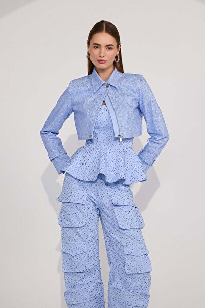 NOK İSTANBUL Iconic Glamour Dream Diamond Jacket Baby Blue