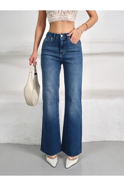 XBELLA DENİM Women's Flare Fit Push-Up Jeans Blue Denim Pants