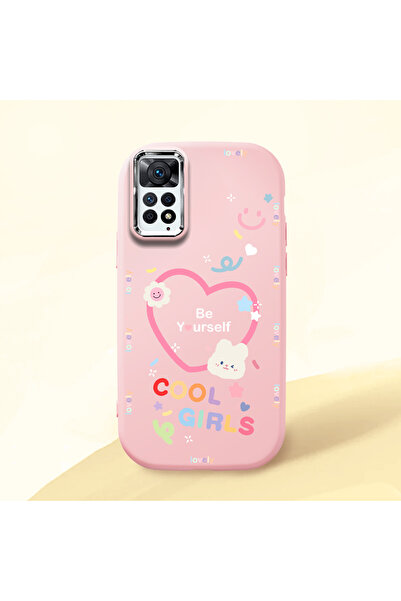 Hontinga Redmi Note 11 Pro Compatible Camera Protected Pink Soft Silicone Pho...