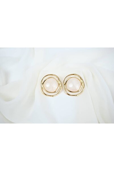 ATELİER TUĞBA Bkp100 Gold Color Geometric Double Frame Earrings (Length 35 mm)