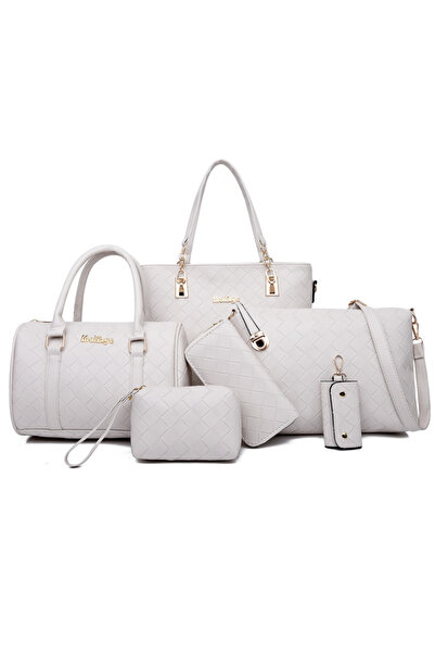 Magdeal Set of 6 Eco- Leather Bags, Braided Pattern