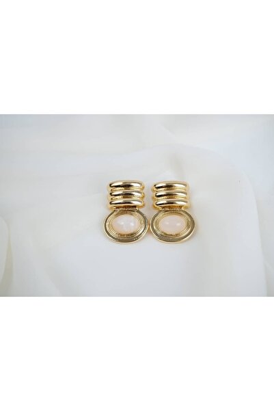 ATELİER TUĞBA BKP089 أقراط ذهبية اللون مرصعة بالأحجار الكريمة (الطول 33 ملم)