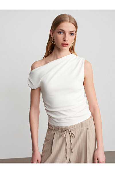 Dilvin 32613 Asimetrik Top-Ekru