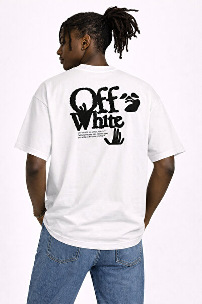 CAMBLYS UNİSEX KADIN ERKEK OFF WHİTE BASKILI OVERSİZE KALIN KUMAŞ BOL KESİM P...