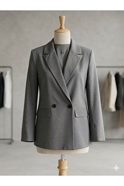 MAESTRO WOMAN Μπλέιζερ σε γκρι χρώμα με ένα κουμπί και oversized εφαρμογή