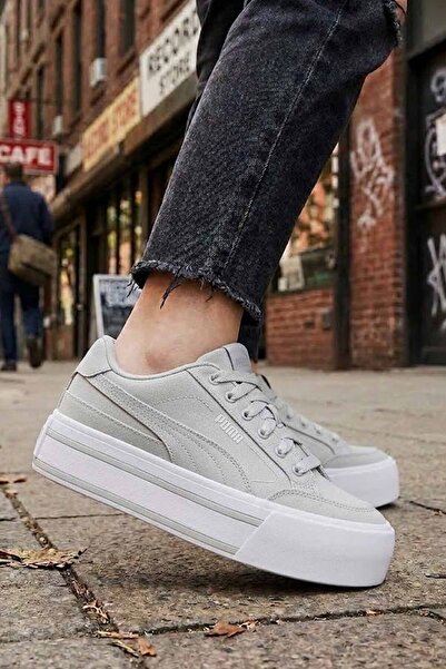 Puma Mayze Canvas Women's Gray Platform Sole Casual Sneakers - Comfortable an...