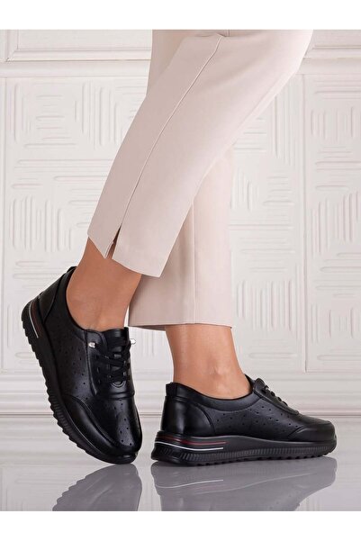 JADESUNG Women's Casual Black Shoes from Ecological Leather Nolya, 38