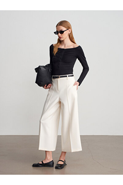 Dilvin 72644 Belt Li Culotte Trousers-Ecru