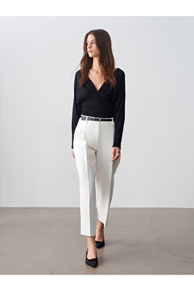 Dilvin 72638 Belt Li Pensli Trousers-White