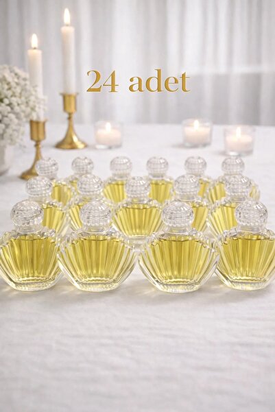 Porselen Diyarı 24 ADET Cam İstiridye Kolonya Şişesi Süssüz ,Düğün,Nikah, Söz...