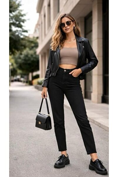 MADAME MELEK talie înaltă blugi mom fit Pantaloni Femei Vintage croială Confo...