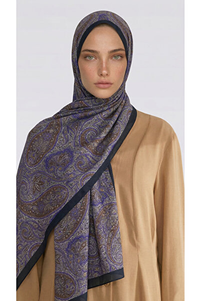 Karaca Șal din bumbac cu model SAPHİRA - ALBASTRU ÎNCHIS - MOV
