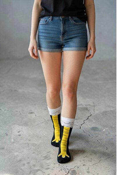 Esinti Chicken Feet Patterned Funny Design Unisex Long Socks - Humorous Gift ...
