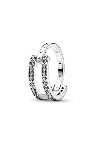 Pandora Signature Logo & Pavé Double Band Ring