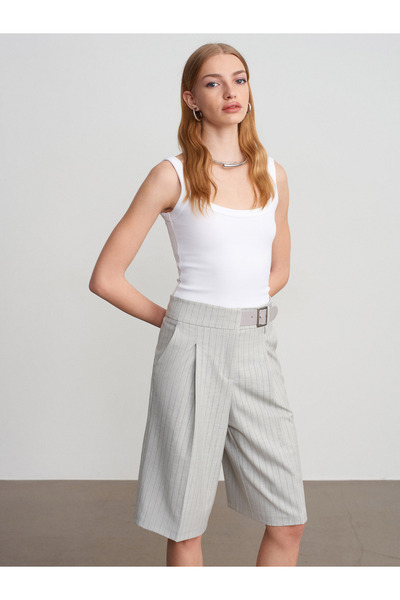 Dilvin 72637 Striped Belt Pack Bermuda-Grey