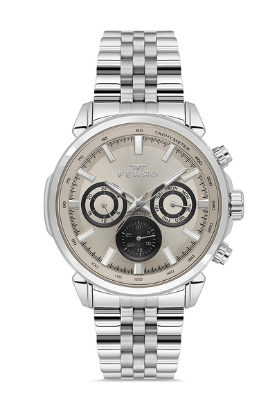 FERRO Silver Steel Cord Men's Wristwatch Clock Fm11375A-A4 Functions Active 3...