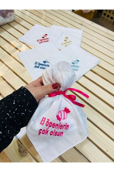 Tly Home Textiles 6'lı Nakışlı Bayram Mendili Seti - El Öpenlerin Çok Olsun Y...
