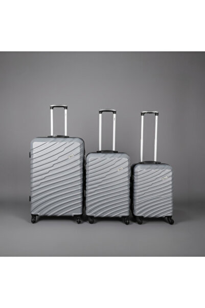I-Travel 3-Piece Lines Zipper Closure ABS Trolley Set