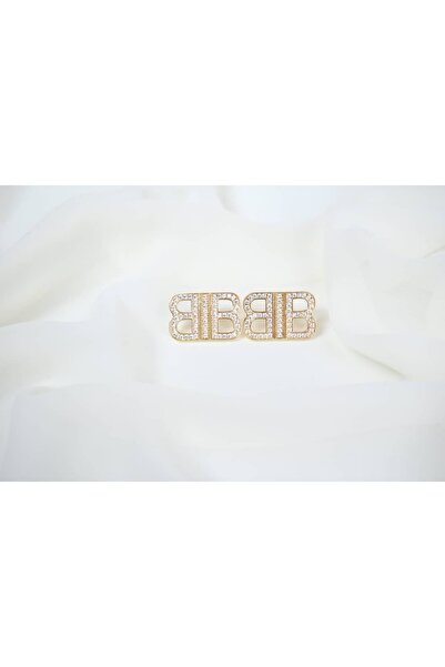 ATELİER TUĞBA Bkp110 Color Zircon Stone Logo Model Earrings (Width 25 Length ...