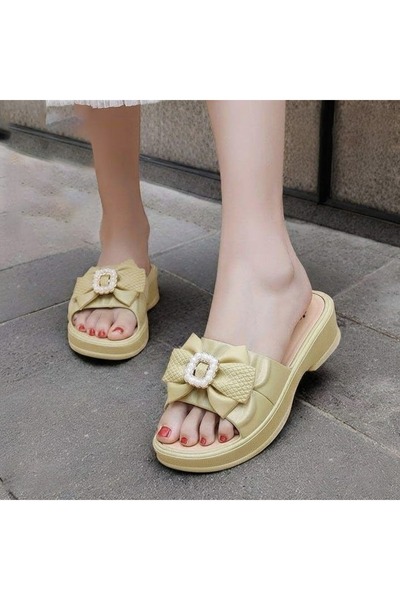 FASHION صندل نسائي أنيق تفاصيل فيونكة متينة