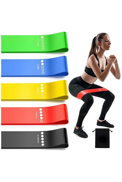 FLOWING مجموعة أحزمة مقاومة، 5 قطع بأوزان متنوعة، حلقات مقاومة لتمارين القوة