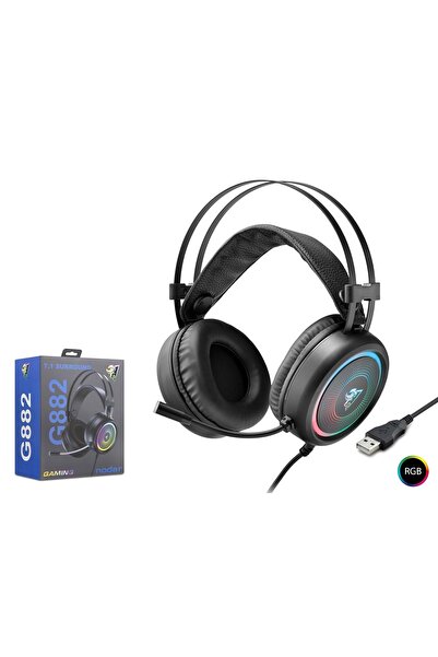 HADRON NODAR G882 USB RGB 7.1 Surround Over-Ear Mikrofonlu Gaming Kulaklık Siyah