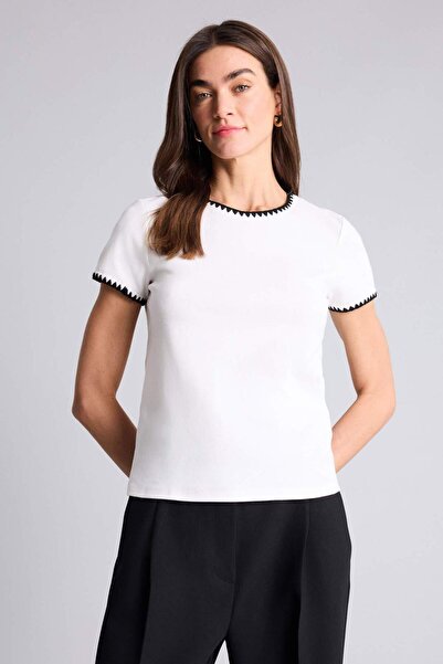 DeFacto Μπλουζάκι με κοντό μανίκι Regular Fit Crew Neck Ριμπ πλέξη G5679AX26SP