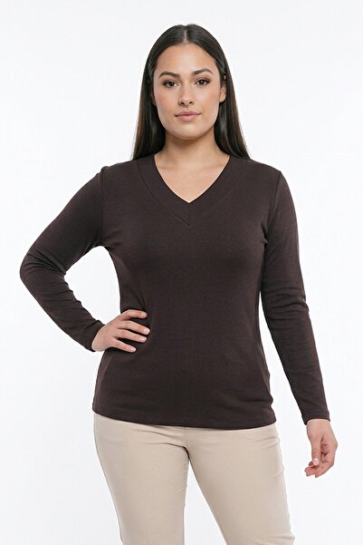 By Saygı Жіноча блузка з лайкри з V-подібним вирізом та розрізом, полуниця, б...