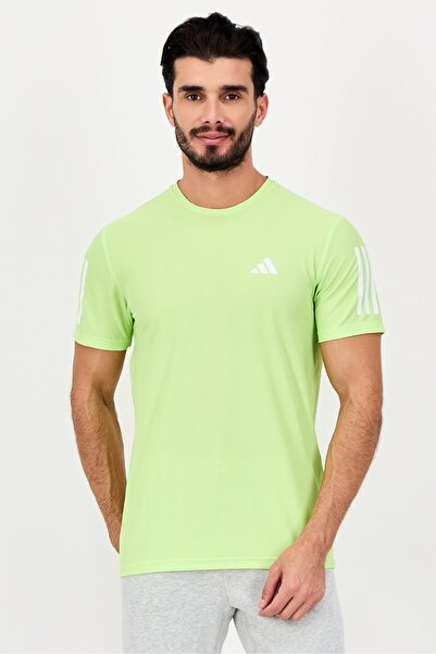 adidas تيشيرت رياضي رجالي بأكمام قصيرة وقصة عادية، لون أخضر ليموني