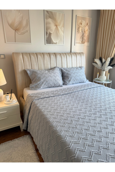 shop Zigzag Desen Çift Kişilik Yatak Örtüsü Takımı