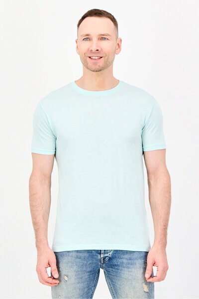Brave Soul Men Crew Neck Short Sleeve Plain T-Shirts, Mint Green